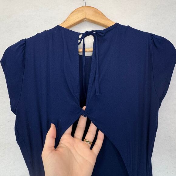 Reformation Mayer Cut-Out Back Blue Wide-Leg Jumpsuit Size 4 $218 Minimalist - Picture 6 of 9